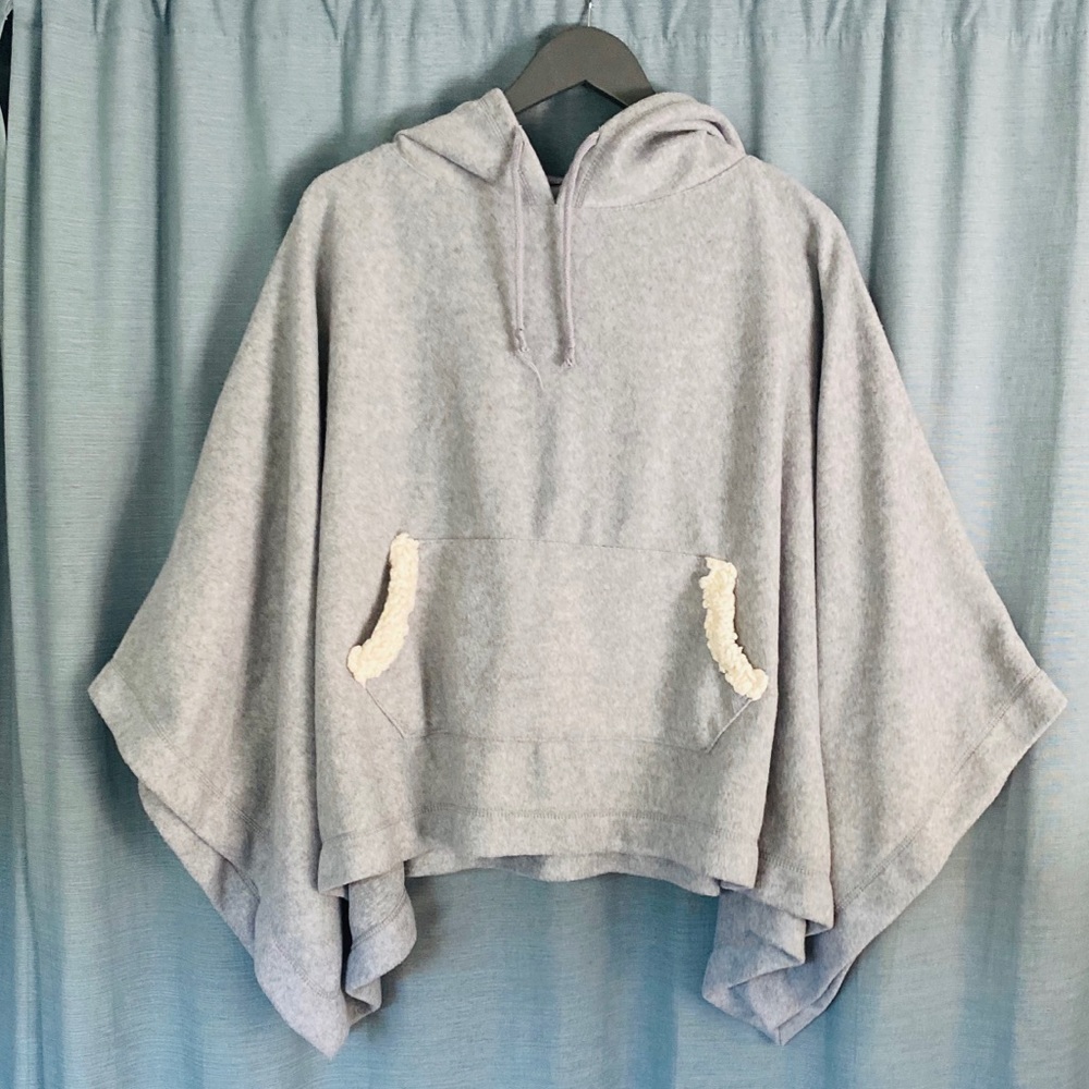 Grey Hooded Poncho